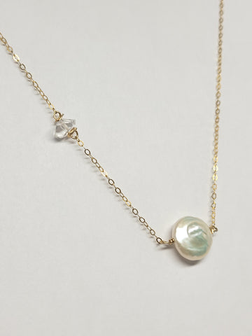 Coin Pearl & Herkimer Necklace