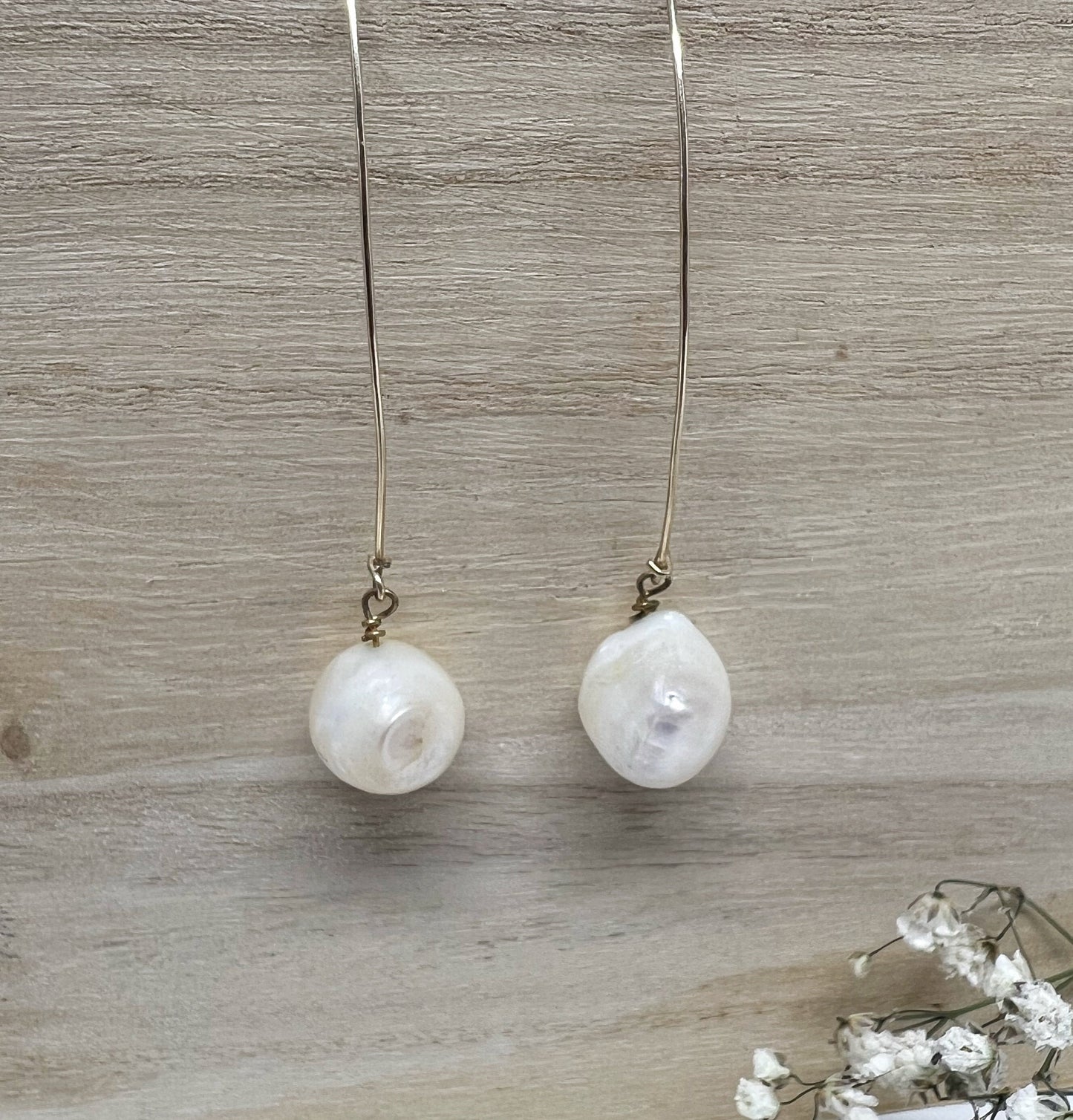 Freshwater Pearl Dangle Earrings minimal jewelry handmade