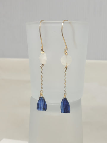 Blue Kyanite & Moonstone Earrings