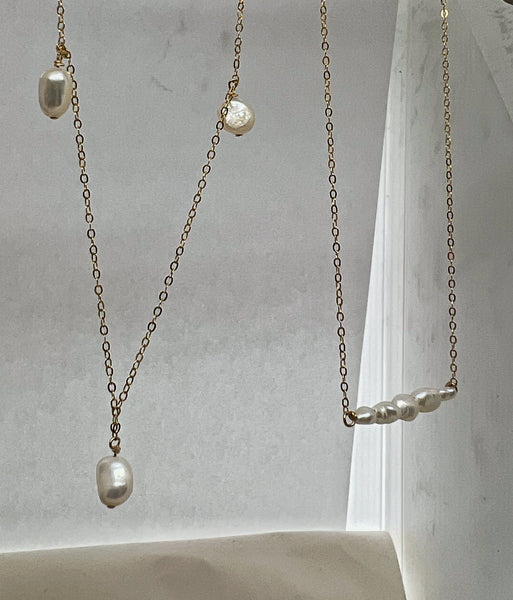 Pearl Necklace Gold Fill Modern
