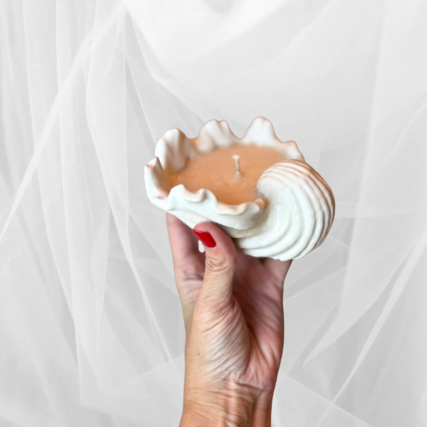 Coastal shell soy candle in vessel