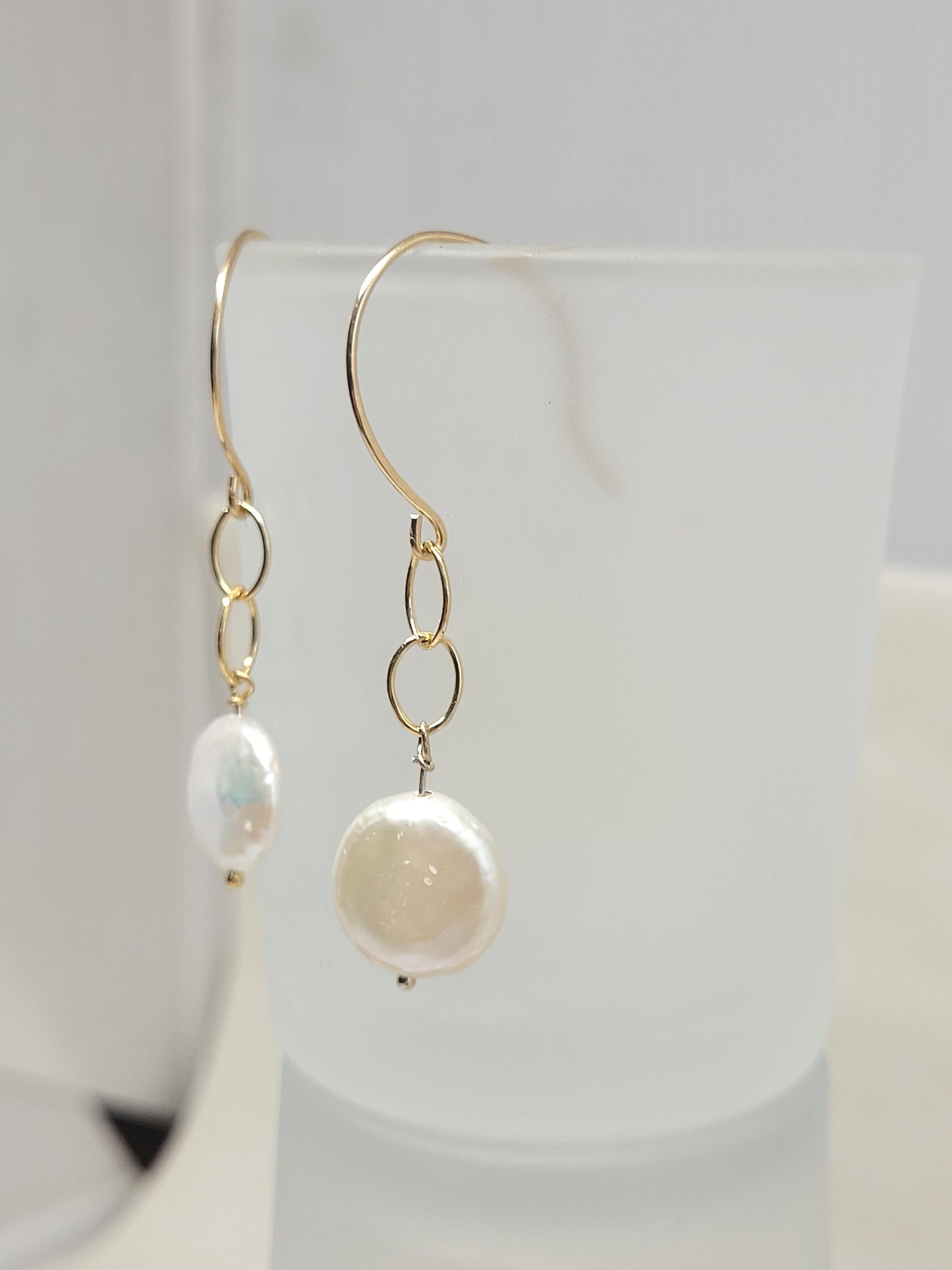 Coin Pearl Earrings Minimalist Pearl Freshwater