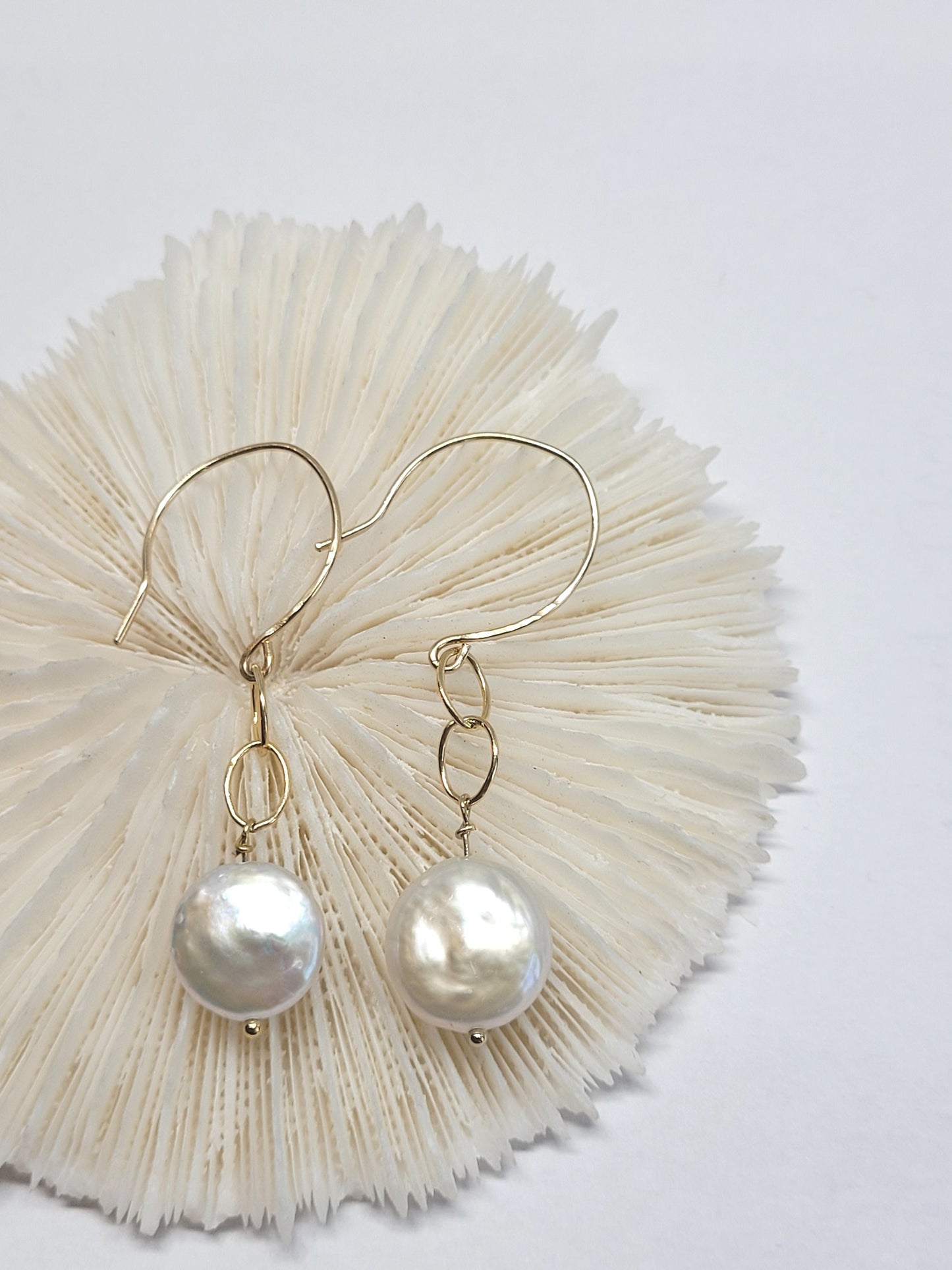 Coin Pearl Earrings Minimalist Pearl Freshwater
