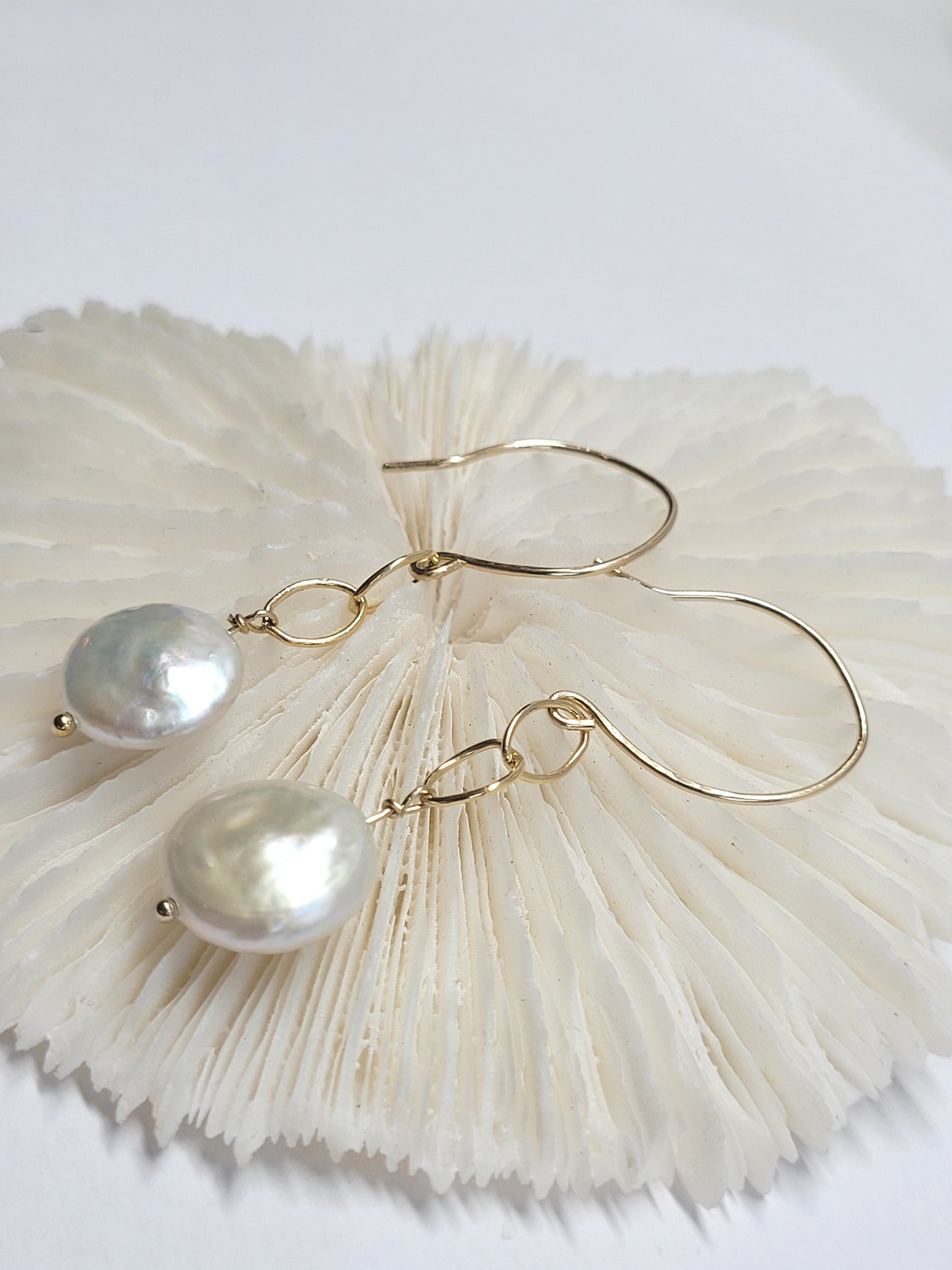 Coin Pearl Earrings Minimalist Pearl Freshwater