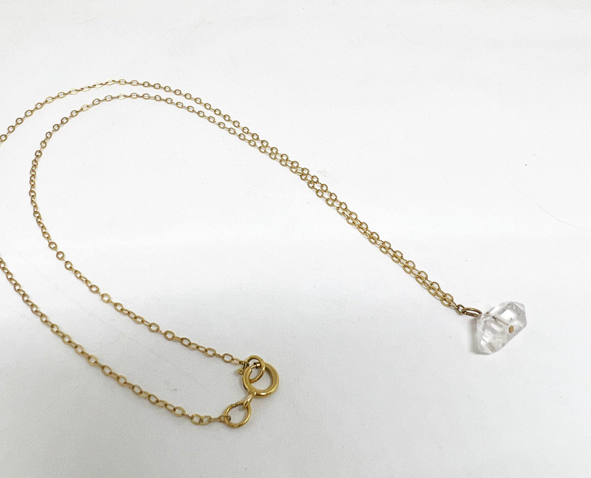 14k Gold Filled Herkimer Quartz Necklace - Handcrafted Crystal Jewelry