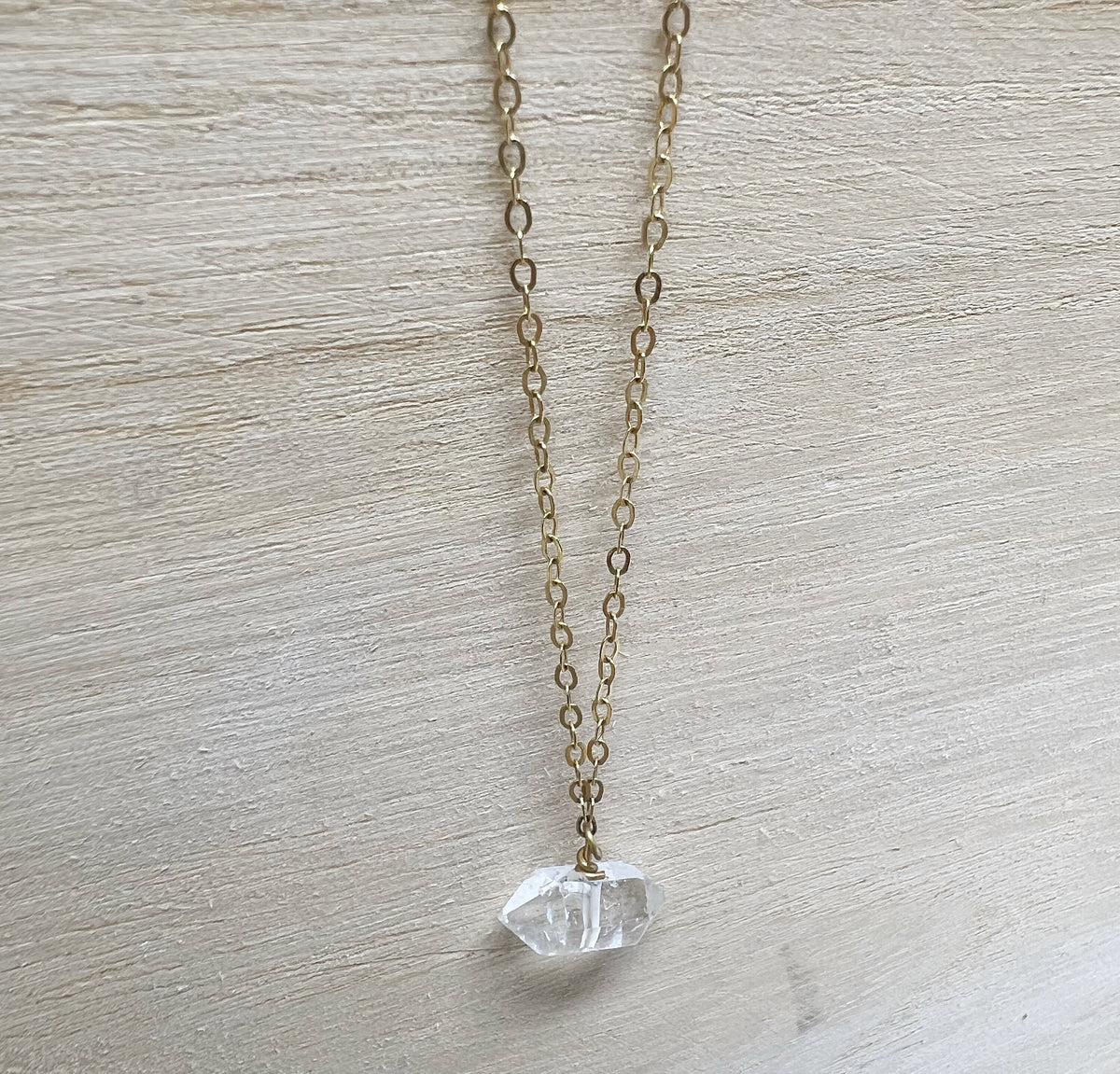 14k Gold Filled Herkimer Quartz Necklace - Handcrafted Crystal Jewelry