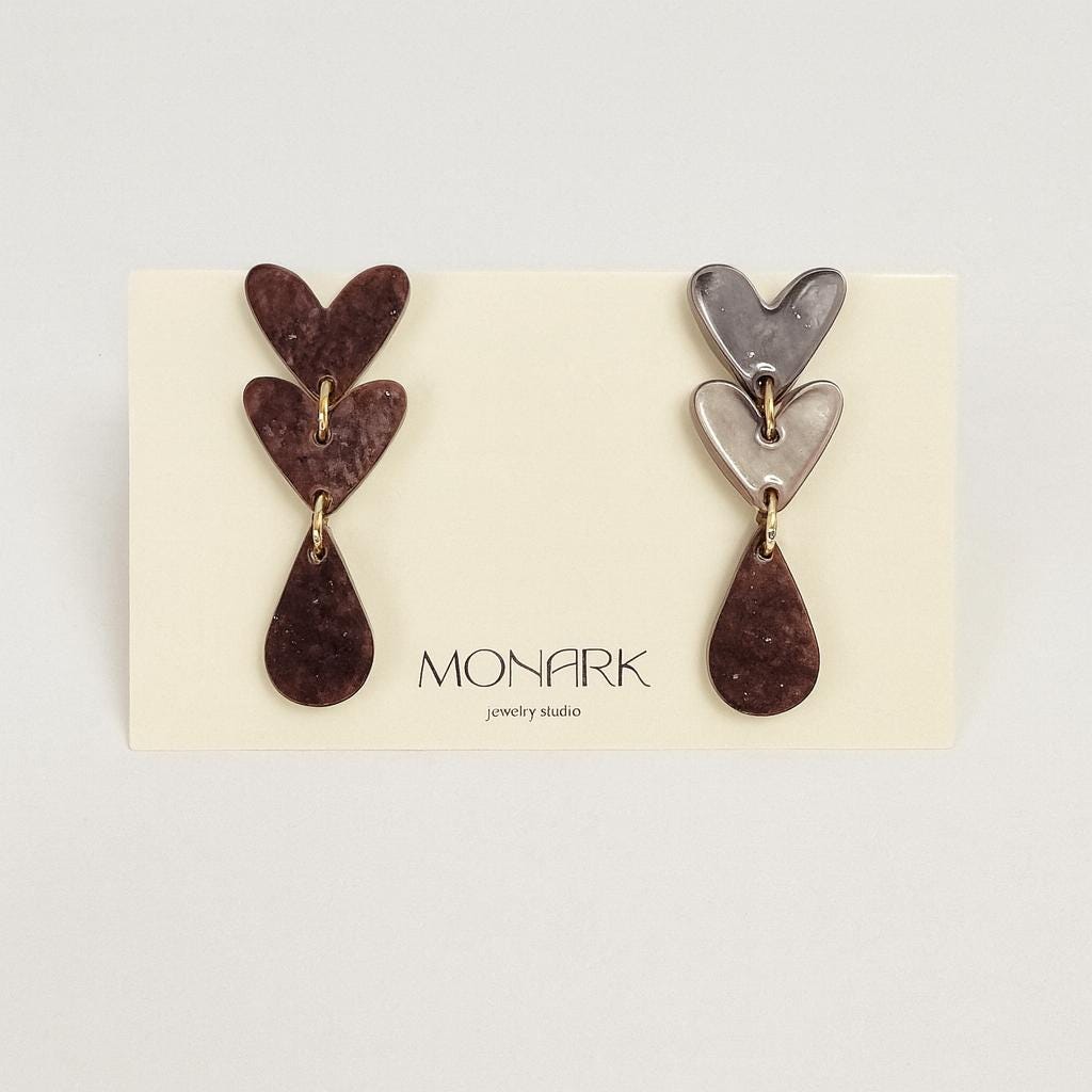 Heart drop earrings love jewelry