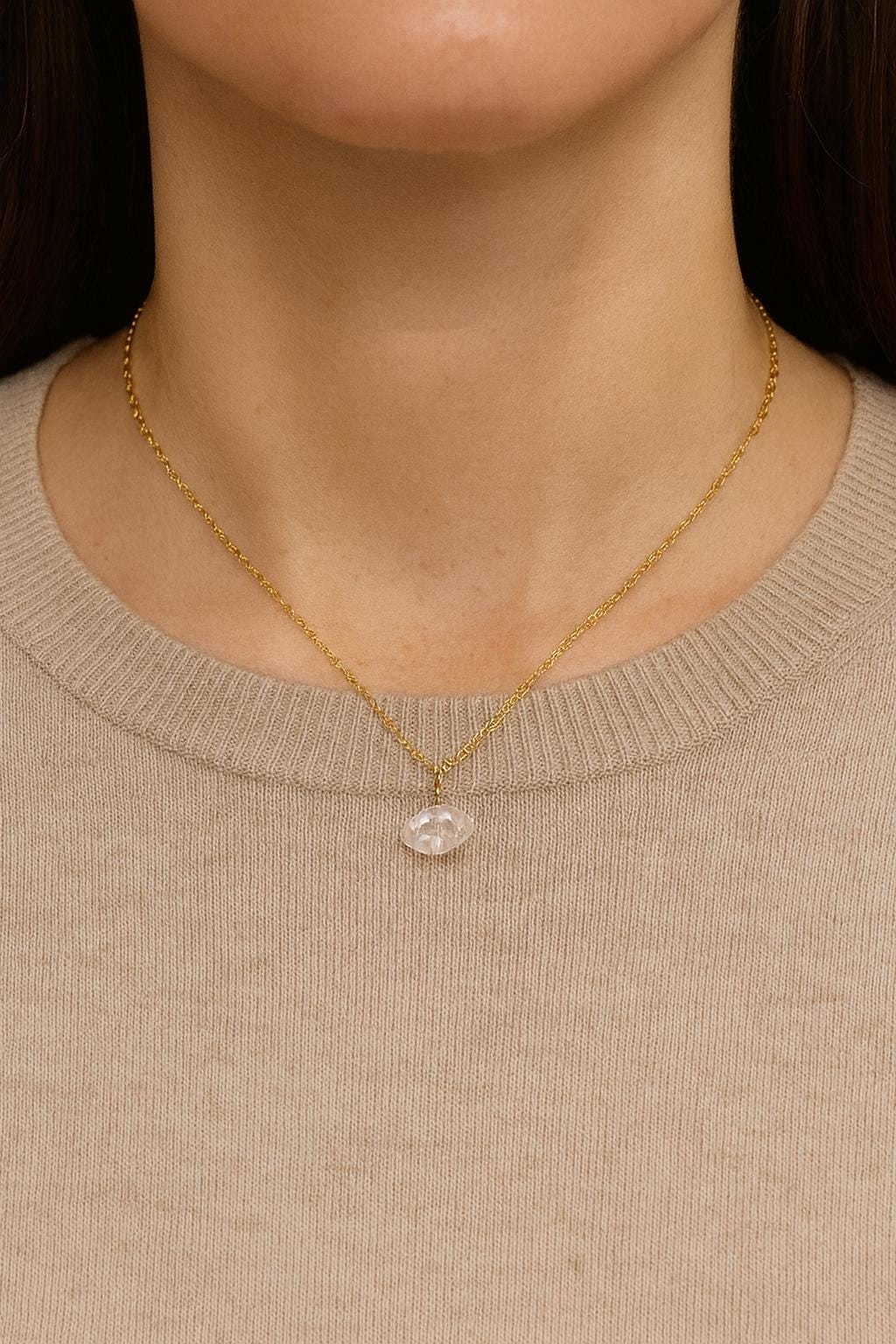 14k Gold Filled Herkimer Quartz Necklace - Handcrafted Crystal Jewelry