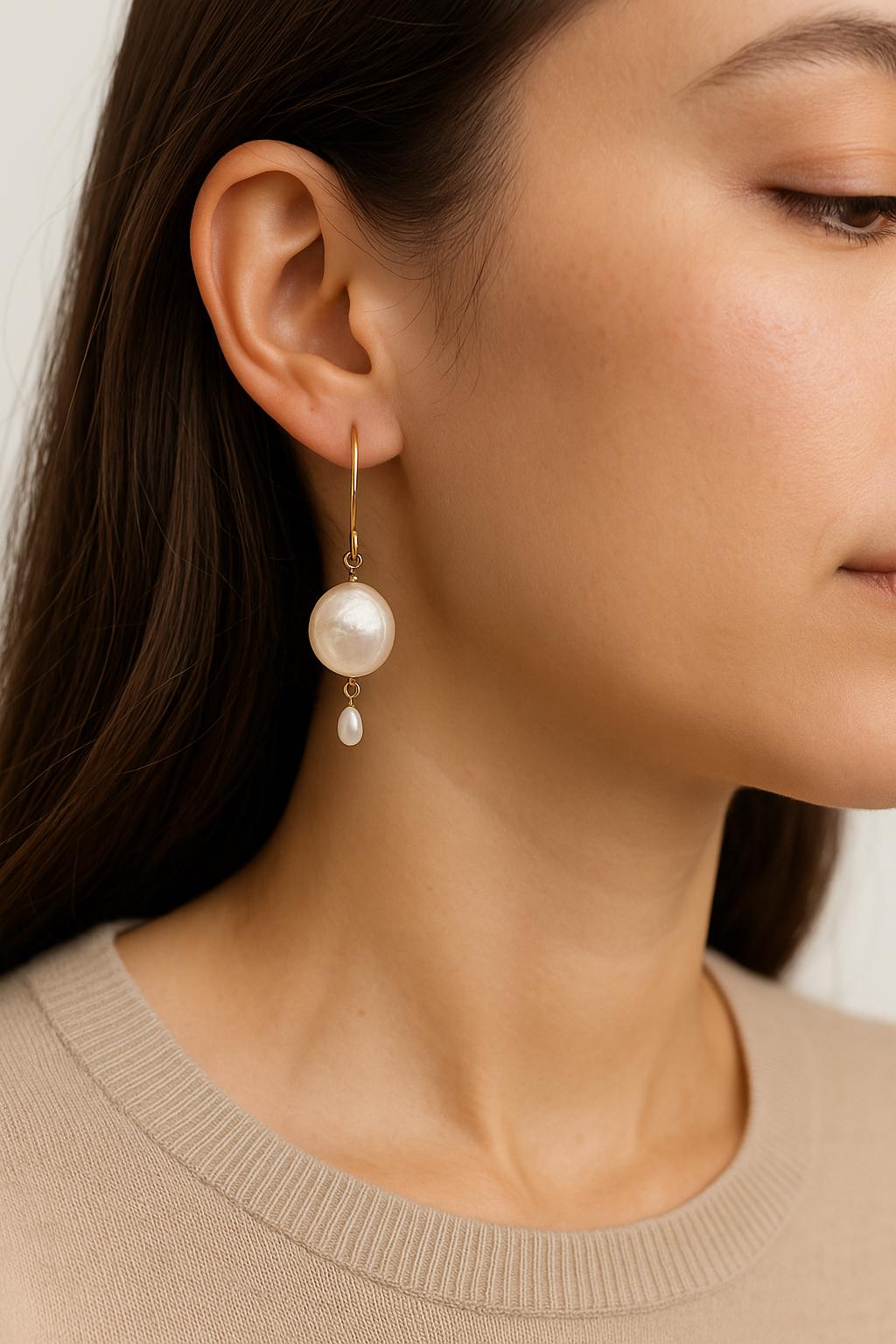 Pearl Drop Earrings bridal jewelry minimal gift for her