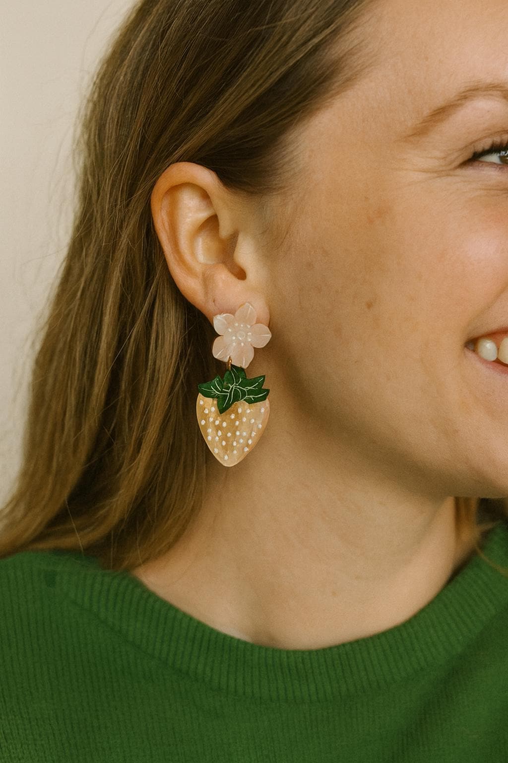 Strawberry  Earring Jewelry Acrylic Laser Cut Fruit Gift for Teen