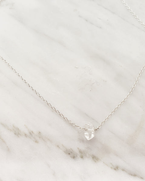 Herkimer on silver necklace