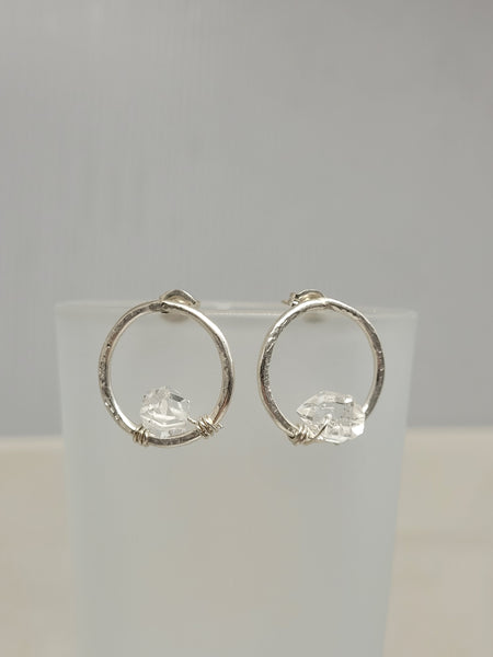 Herkimer Earrings circle handcrafted gold fill jewelry