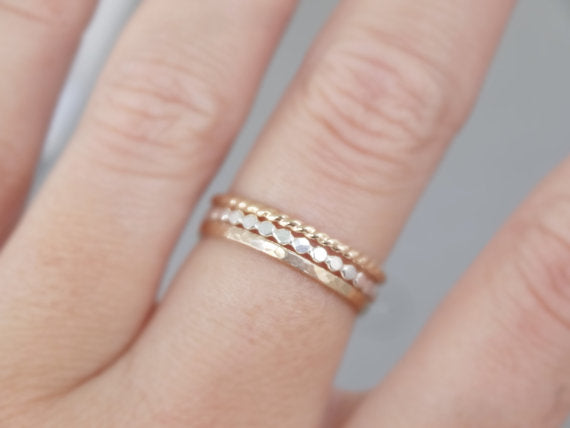 stacking rings mixed metal gold fill minimal jewelry handcrafted canada made