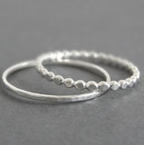Set of 2 sterling rings minimal jewelry simple band stacking